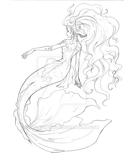 400x518 Mermaid Line Art - Mermaid Line Drawing
