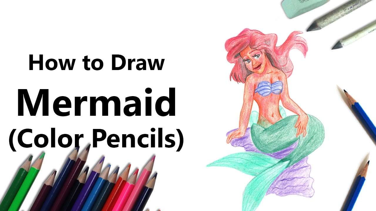 1280x720 how to draw a mermaid sitting on a rock with color pencils - Mermaid On A Rock Drawing