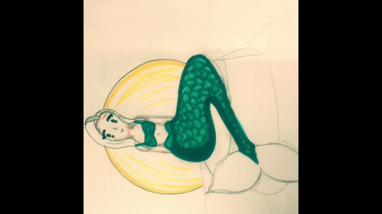 1280x720 mermaid on a rock drawing timelapse - Mermaid On A Rock Drawing