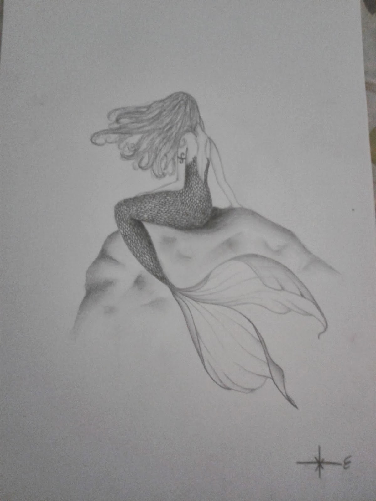1200x1600 art mermaid sitting on a rock - Mermaid On A Rock Drawing