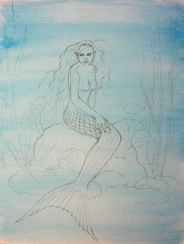 377x500 mermaid moontoe gallery - Mermaid On A Rock Drawing