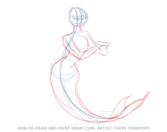 550x437 how to draw mermaids - Mermaid Outline Drawing