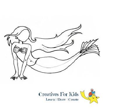 394x381 How To Draw A Mermaid Step - Mermaid Outline Drawing