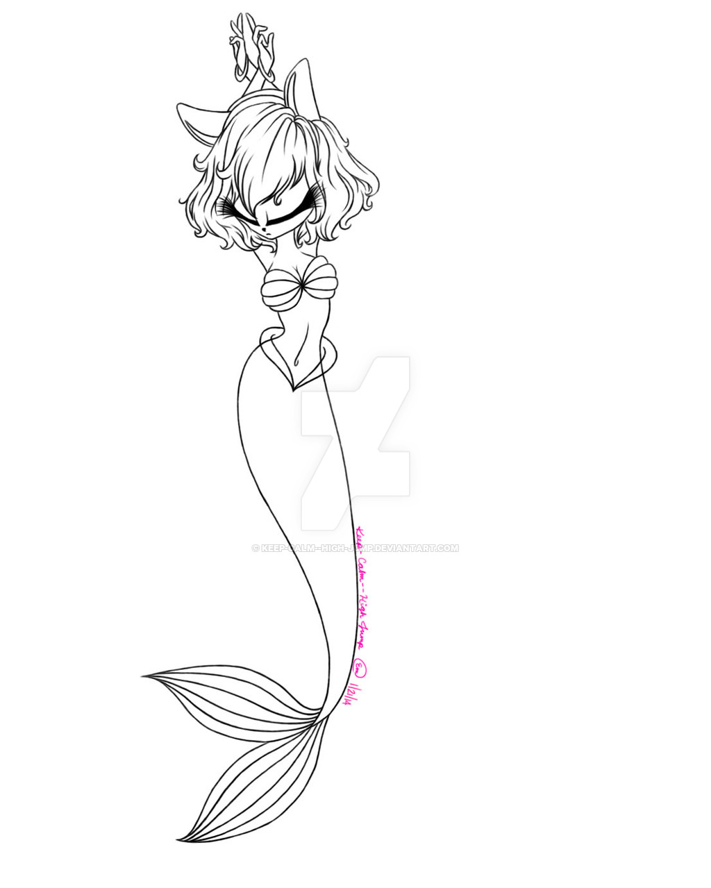 Mermaid Amy Rose Outline - Mermaid Outline Drawing. 