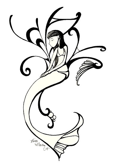 382x550 Mermaid Tail Outline - Mermaid Outline Drawing