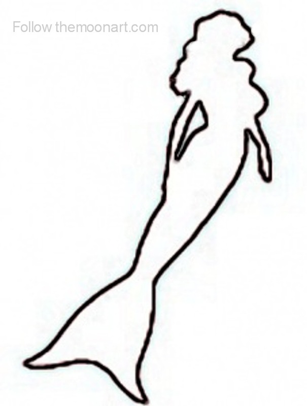 605x800 Mermaid Outline Cliparts - Mermaid Outline Drawing
