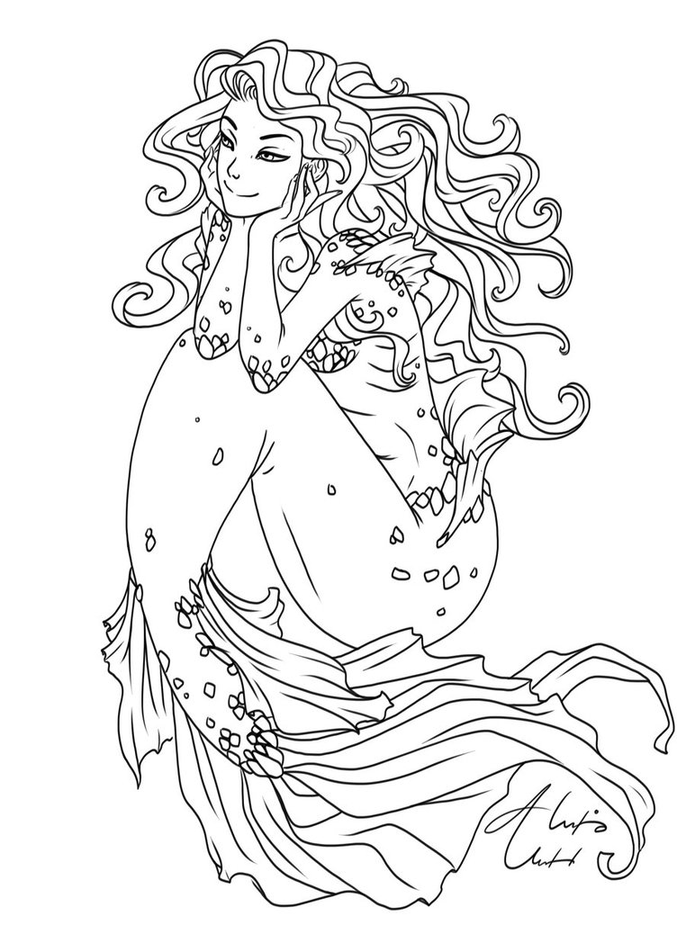 762x1048 Mermaid Hair - Mermaid Outline Drawing