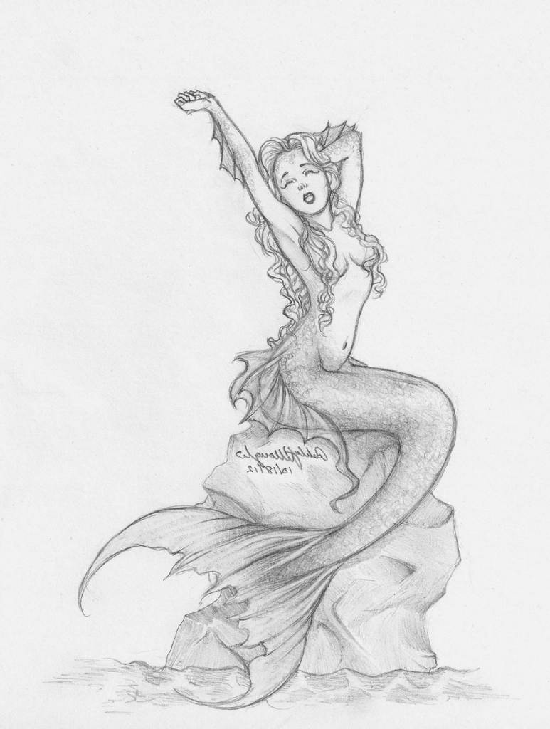773x1024 Mermaid Drawing Colored Pencil For Free Download - Mermaid Pencil Drawings