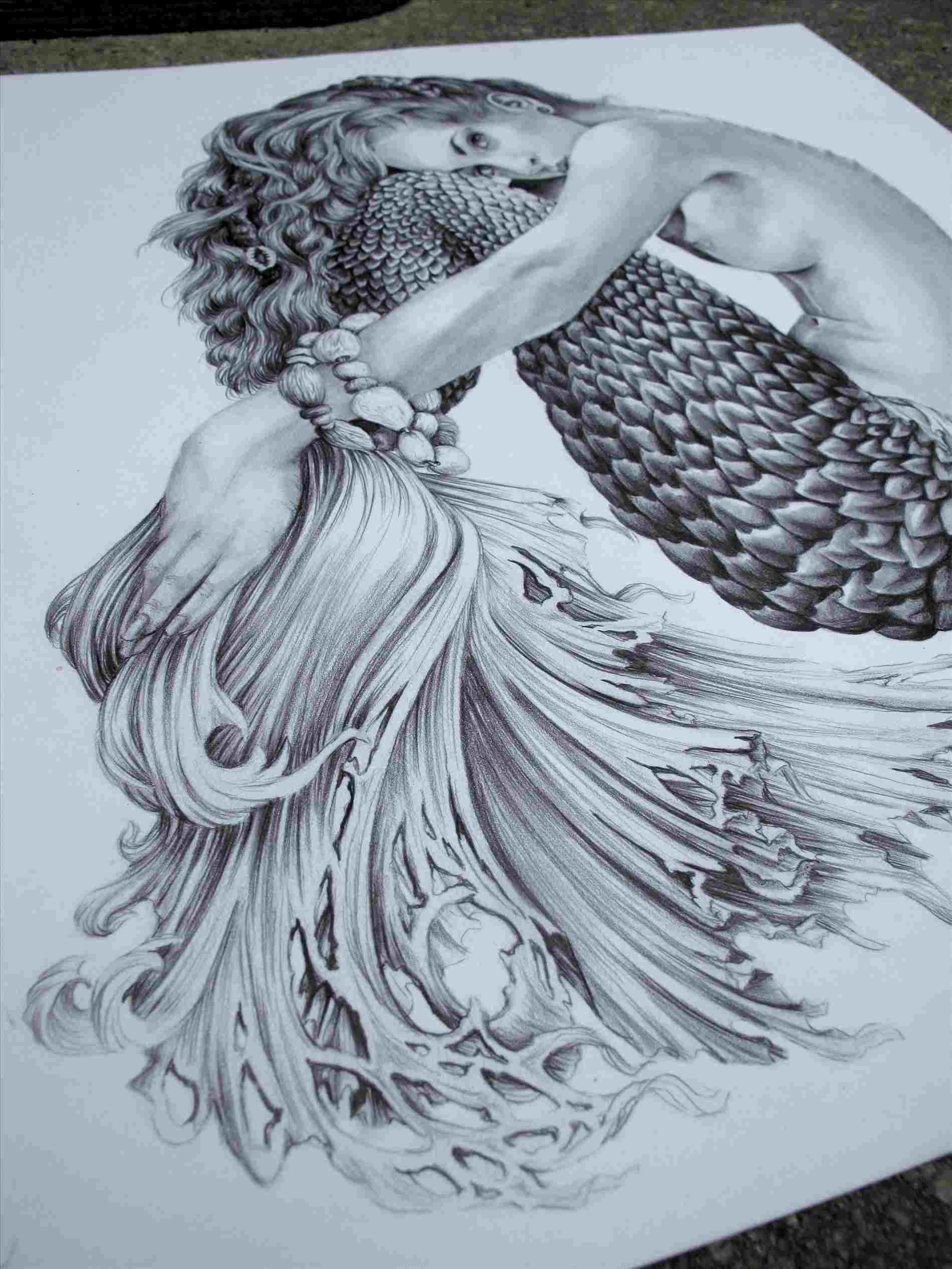 1900x2533 edbenesstudio rhcom ariel pencil drawings mermaid - Mermaid Pencil Drawings
