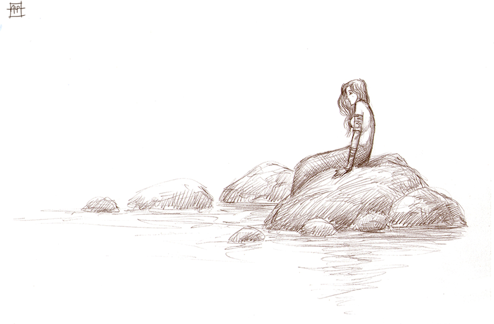 Mermaid Sitting On A Rock Drawing at Explore