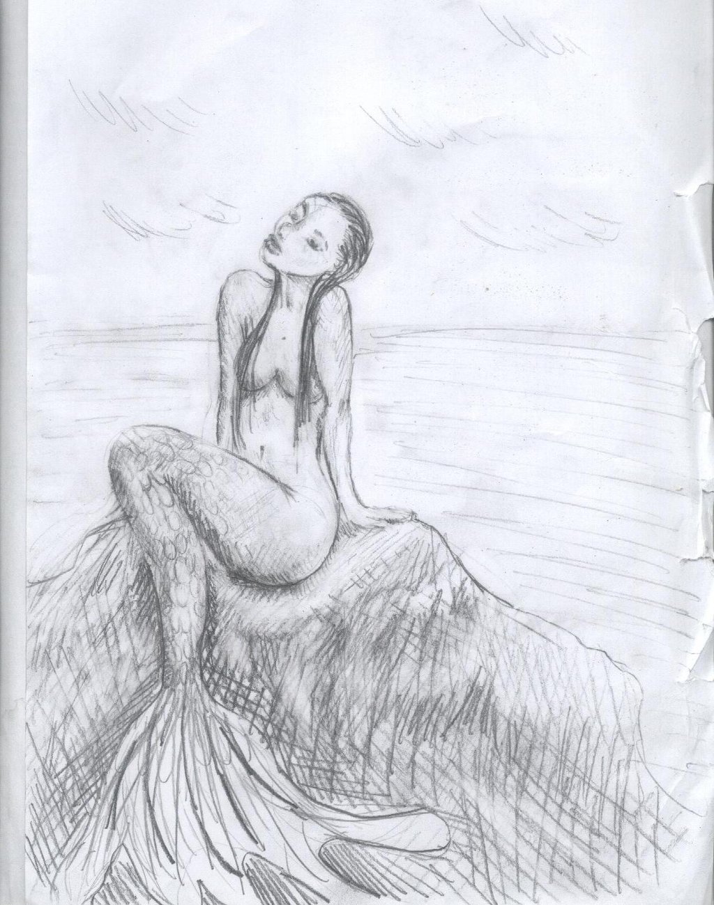 Pictures Of Drawings Of Mermaids On Rocks - Mermaid Sitting On A Ro...