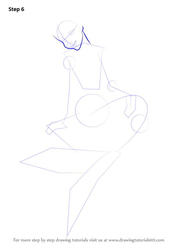 597x844 Step - Mermaid Sitting On A Rock Drawing