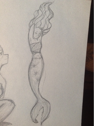 320x428 Mermaid - Mermaid Swimming Drawing