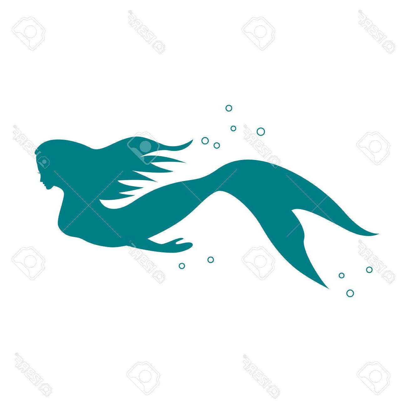 1300x1300 best vector sign mermaid swimming under the sea on white - Mermaid Swimming Drawing
