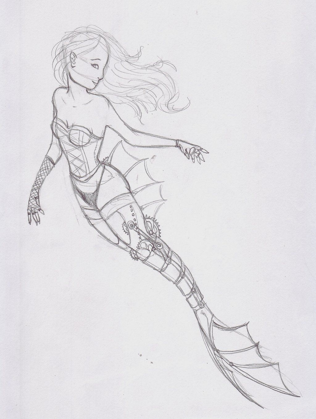 1024x1355 gallery beautiful mermaid tail sketches - Mermaid Tail Drawing