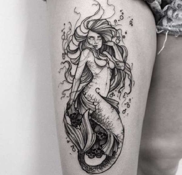 600x578 Mermaid Tattoo Ideas - Mermaid Tattoo Drawing