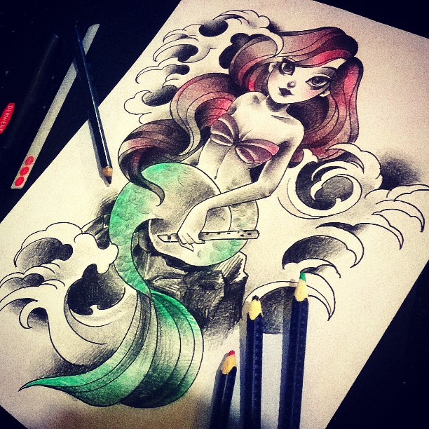 612x612 Best Little Mermaid Tattoos - Mermaid Tattoo Drawing