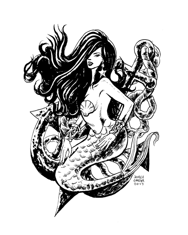 640x800 mermaid tattoo ink drawing qetza online store powered - Mermaid Tattoo Drawing