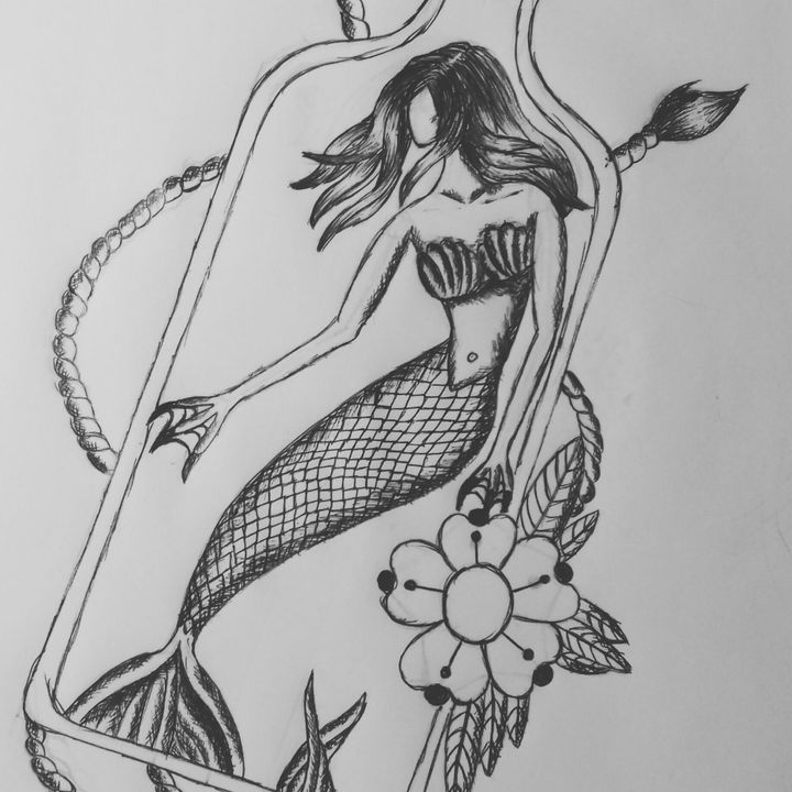 720x720 mermaid tattoo drawing a project on dextra - Mermaid Tattoo Drawing