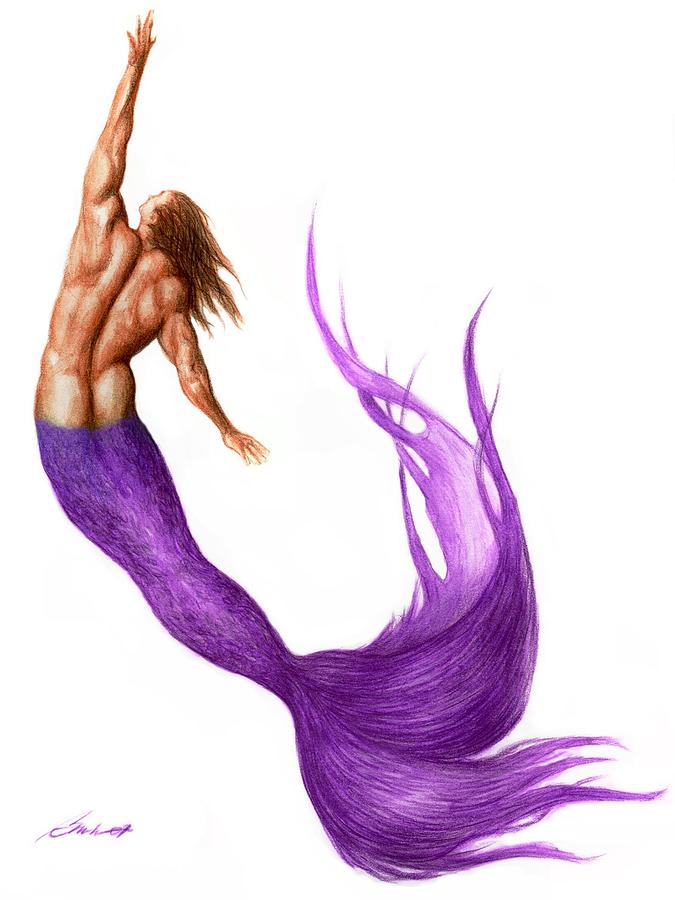 675x900 Purple Merman Painting - Merman Drawing