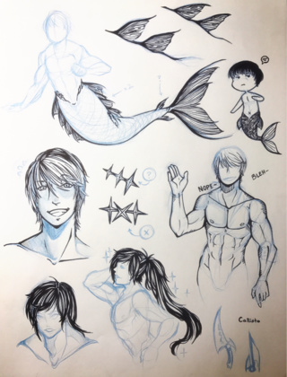 320x420 repost for the mermay challenge as i forgot the logo xd rip it - Merman Drawing