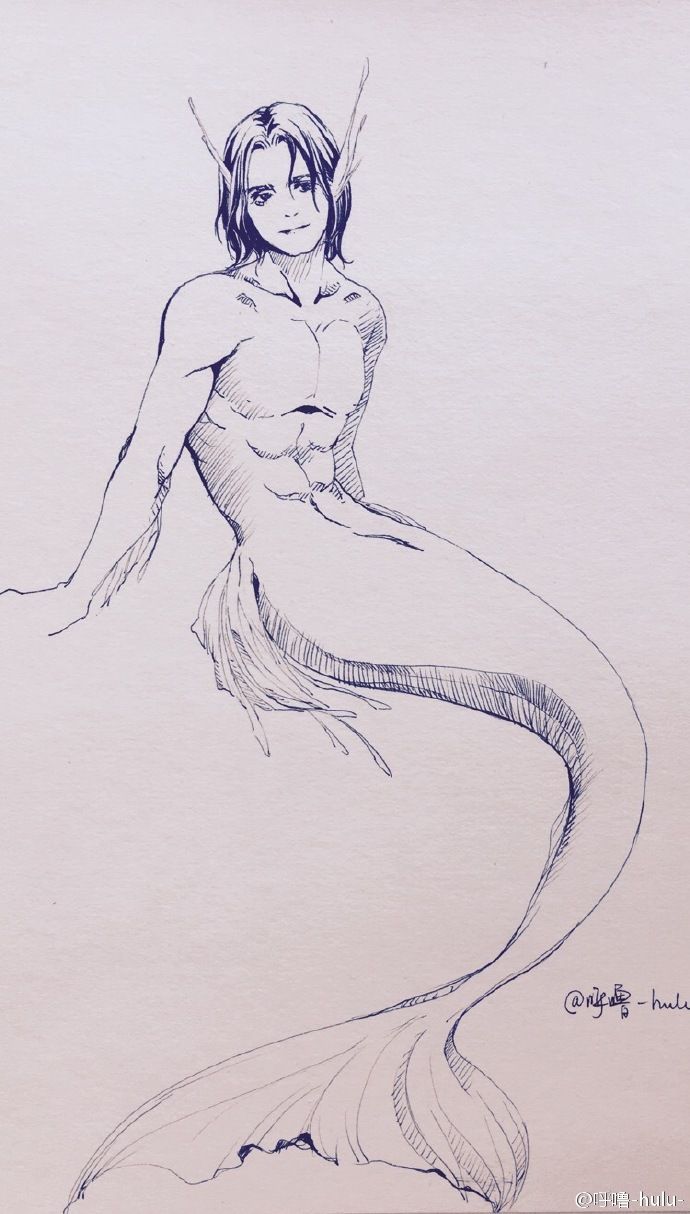 690x1214 Hulu - Merman Drawing