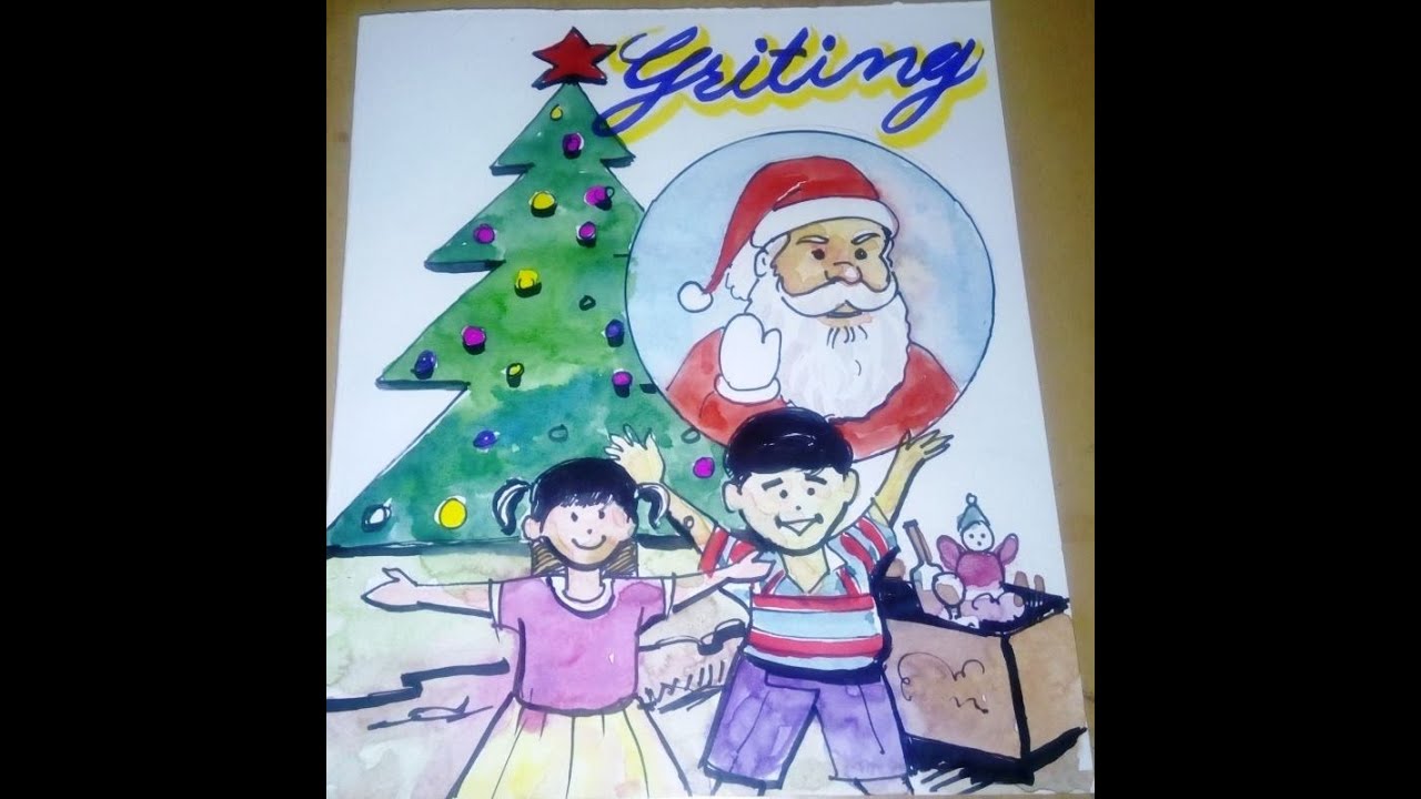1280x720 how to draw merry christmas drawing - Merry Christmas Drawing