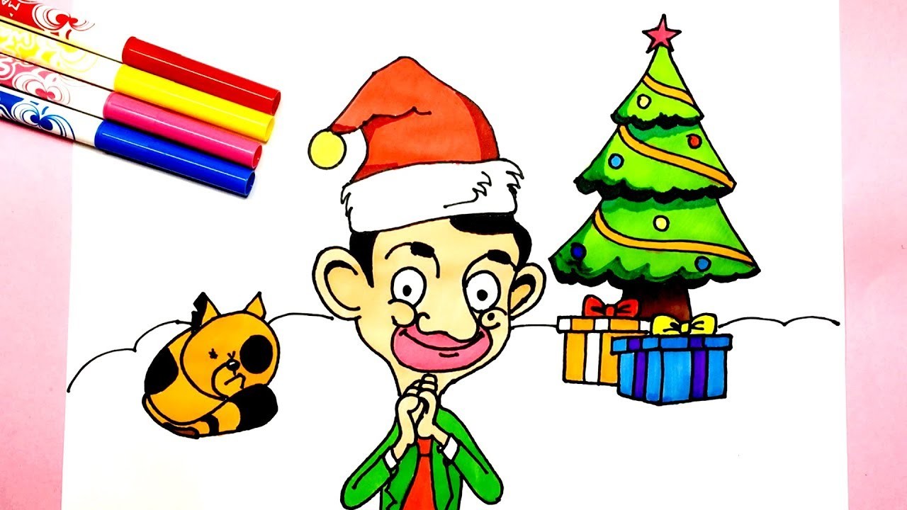 1280x720 how to draw cartoon merry christmas with mr bean - Merry Christmas Drawing Images