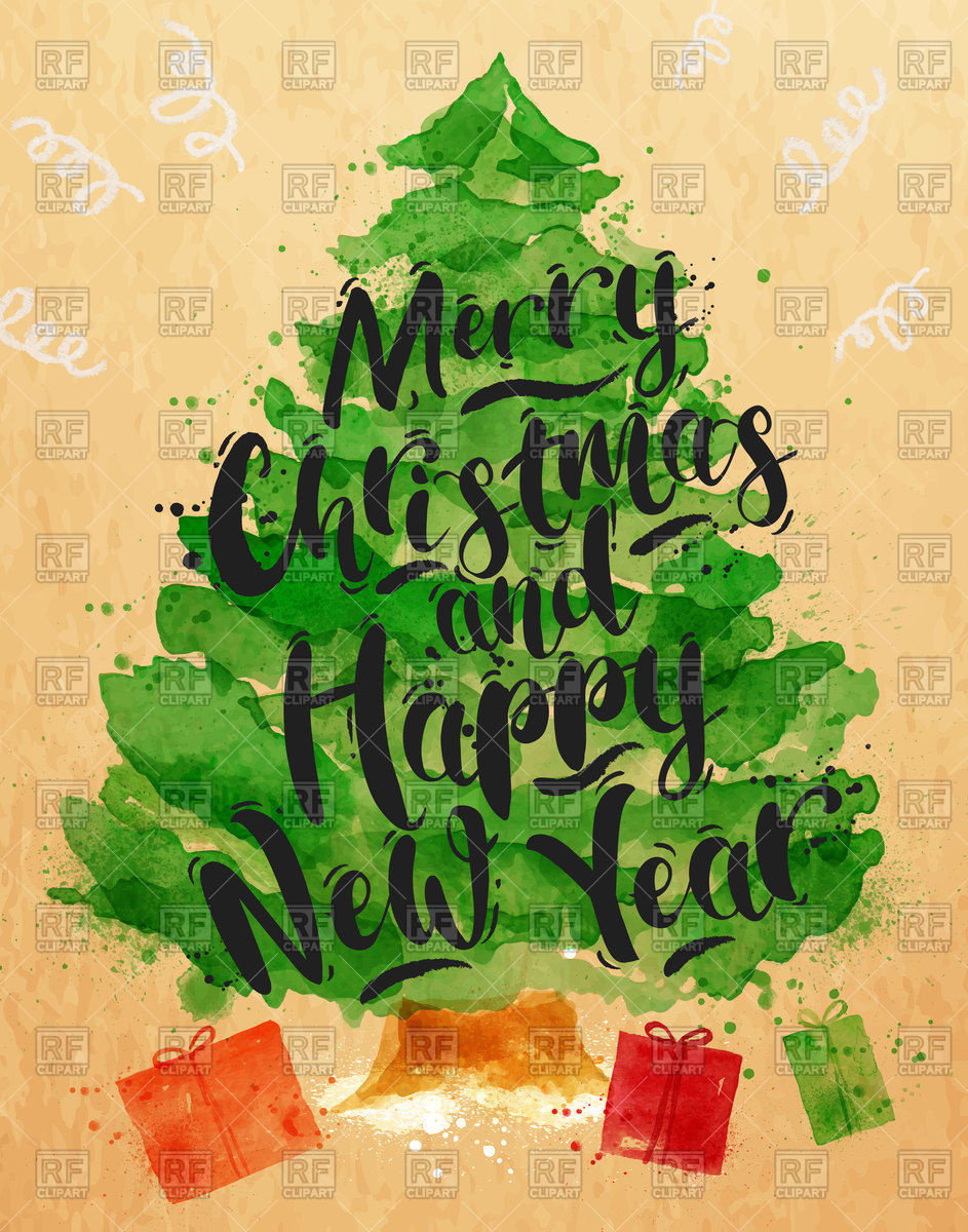 943x1200 watercolor poster christmas tree lettering merry christmas - Merry Christmas Drawing Pictures