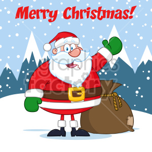 300x300 Happy Santa Claus Cartoon Mascot Character Waving Hand Drawing - Merry Christmas Drawing Pictures
