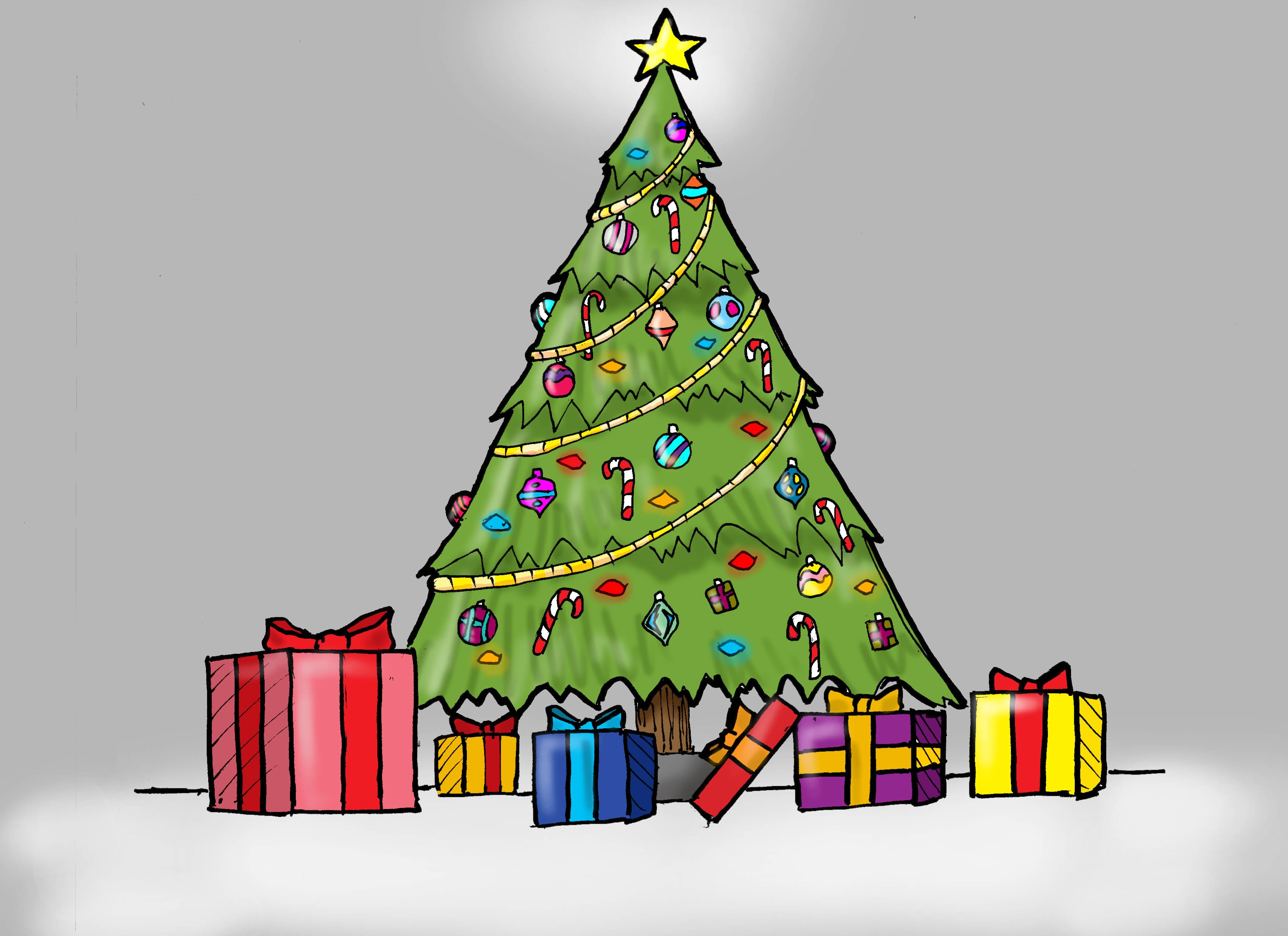 3509x2550 merry christmas from kanium - Merry Christmas Tree Drawing