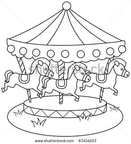 427x470 Line Art Illustration Of A Merry Go Round - Merry Go Round Drawing