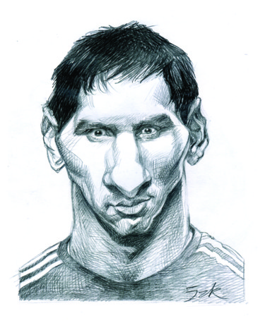 375x458 lionel messi caricature drawing - Messi Drawing