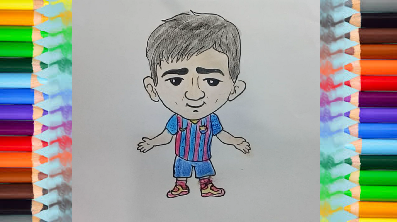 1280x716 how to draw lionel messi chibi - Messi Drawing Easy