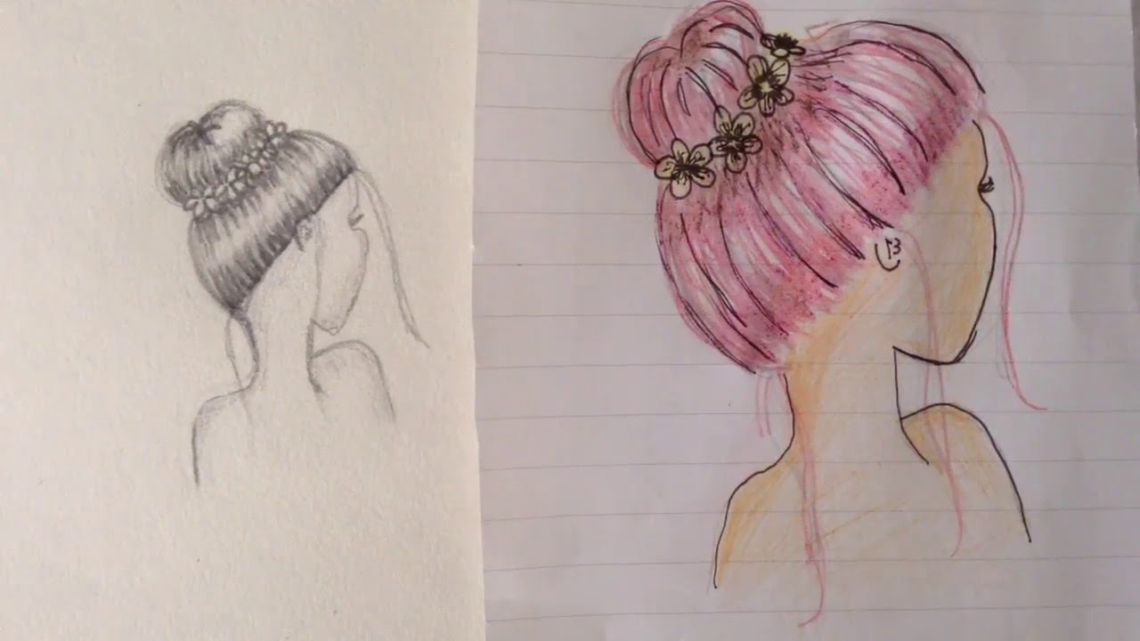 1280x720 how to easley draw a messy bun! step - Messy Bun Drawing