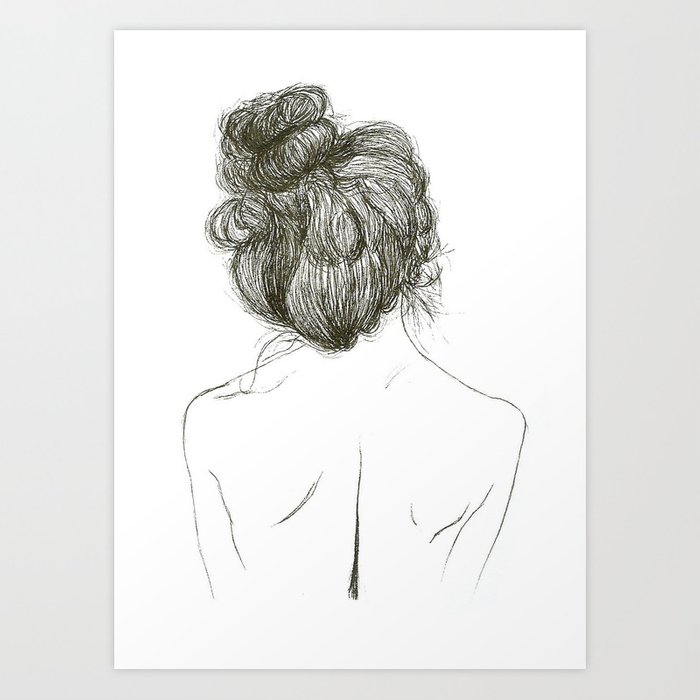 700x700 messy bun art print - Messy Bun Drawing