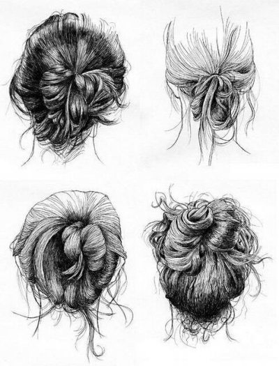 400x525 hair bun tumblr - Messy Bun Drawing