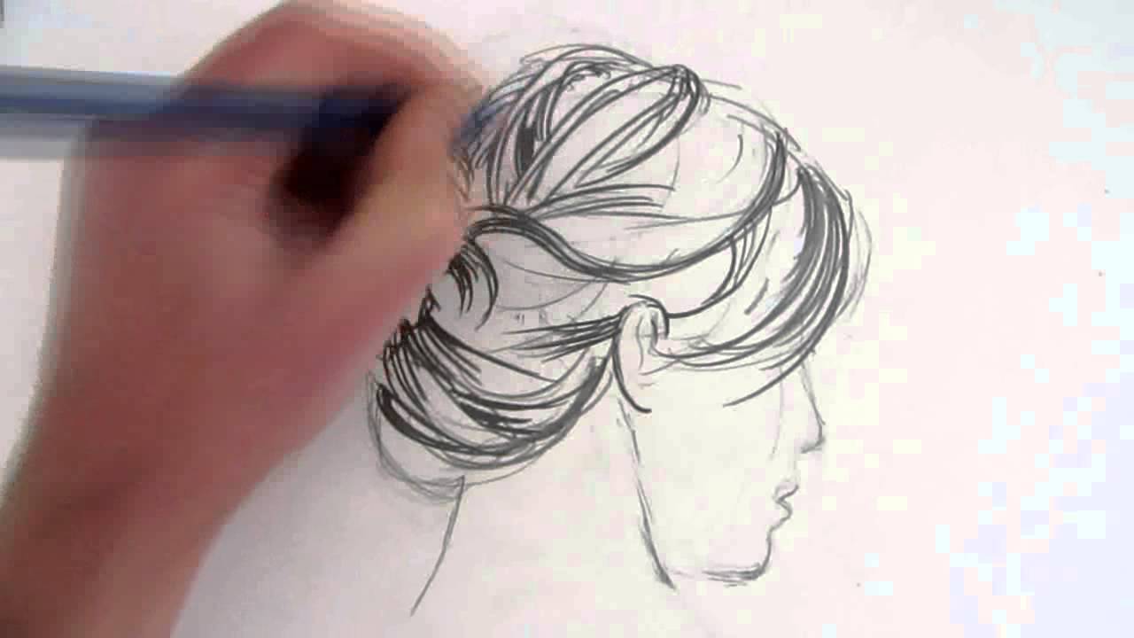 1280x720 how to draw hair messy bun - Messy Bun Drawing