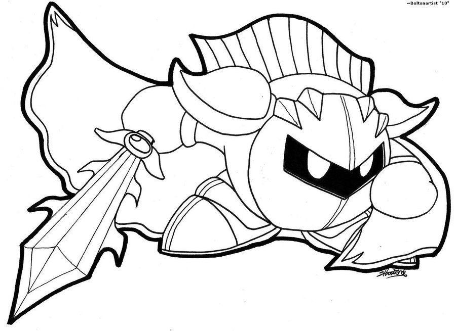 900x655 kirby coloring pages meta knight - Meta Knight Drawing