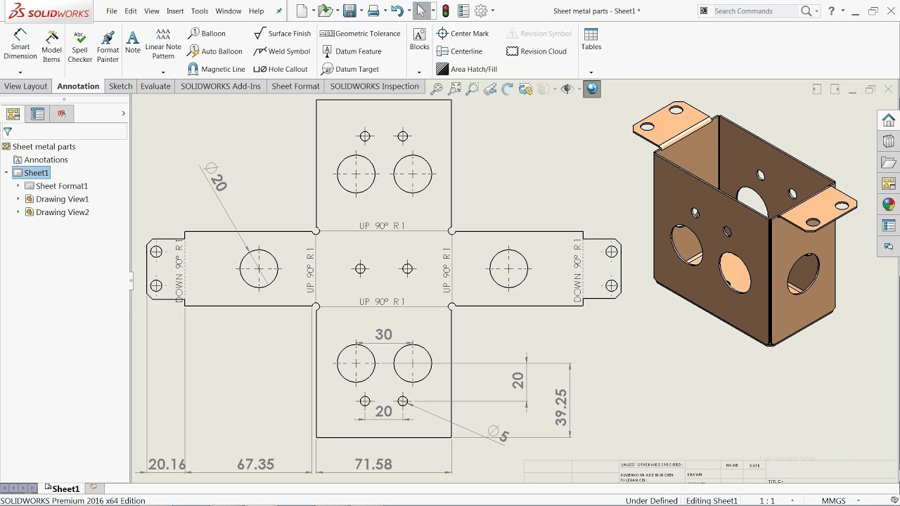 1280x720 solidworks tutorial sheet metal drawings - Metal Drawings