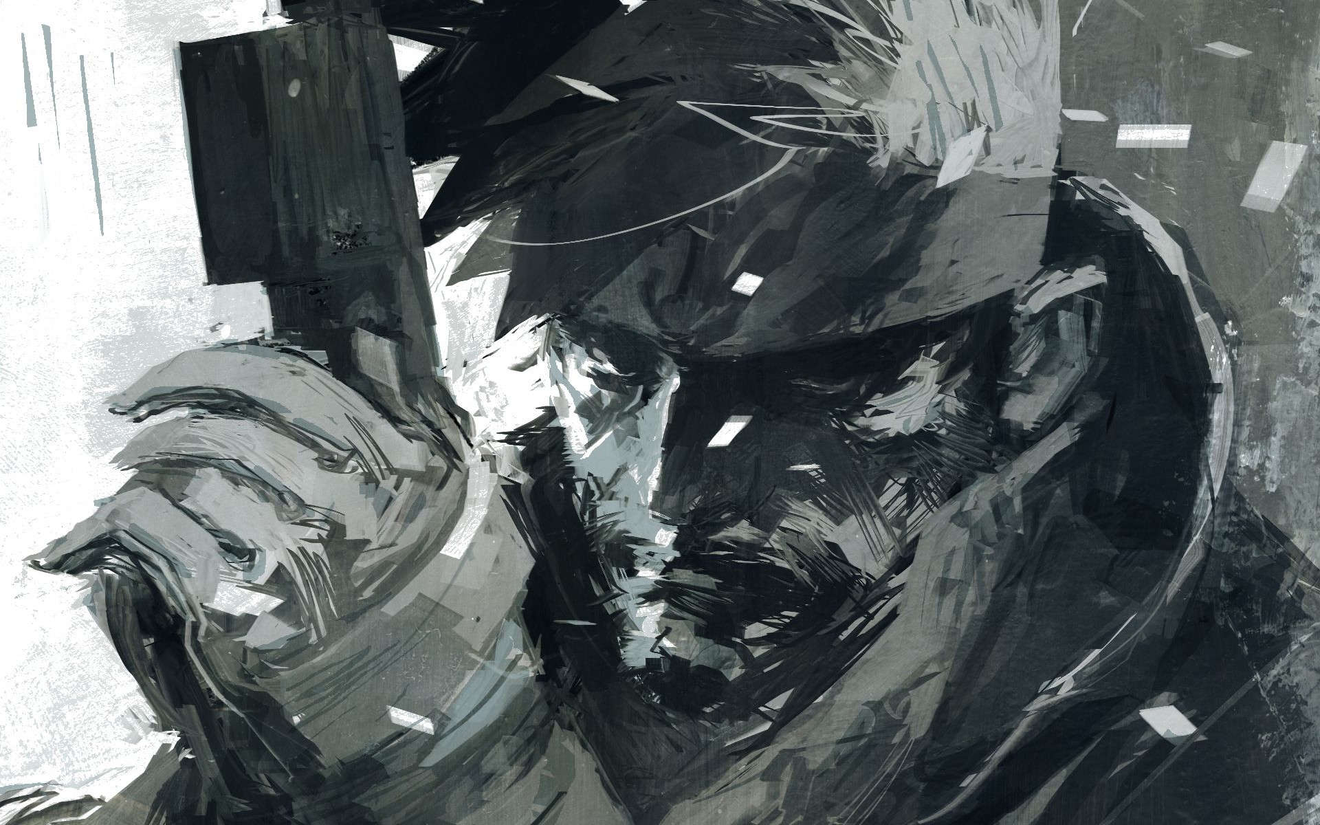 1920x1200 wallpaper drawing, black, monochrome, metal gear solid, solid - Metal Gear Solid Drawing