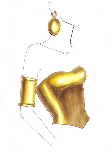 450x610 How To Draw Gold I Draw Fashion - Metallic Drawing