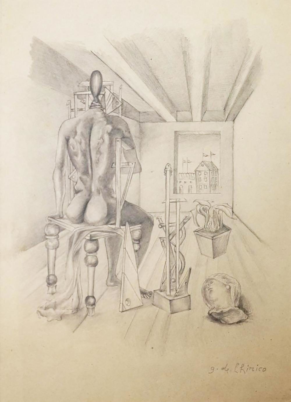 1000x1381 Original Italian Drawing - Metaphysical Drawing