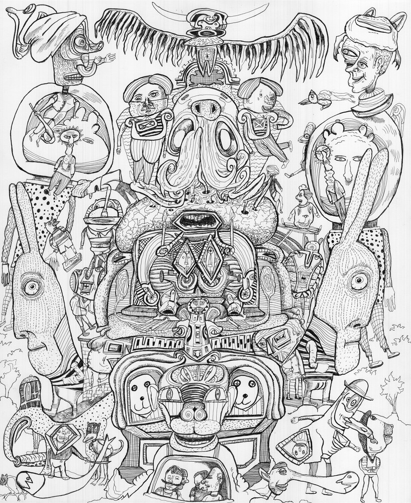 818x1000 Bailout Drawing Painting Art Bart Johnson Outsider Visionary - Metaphysical Drawing