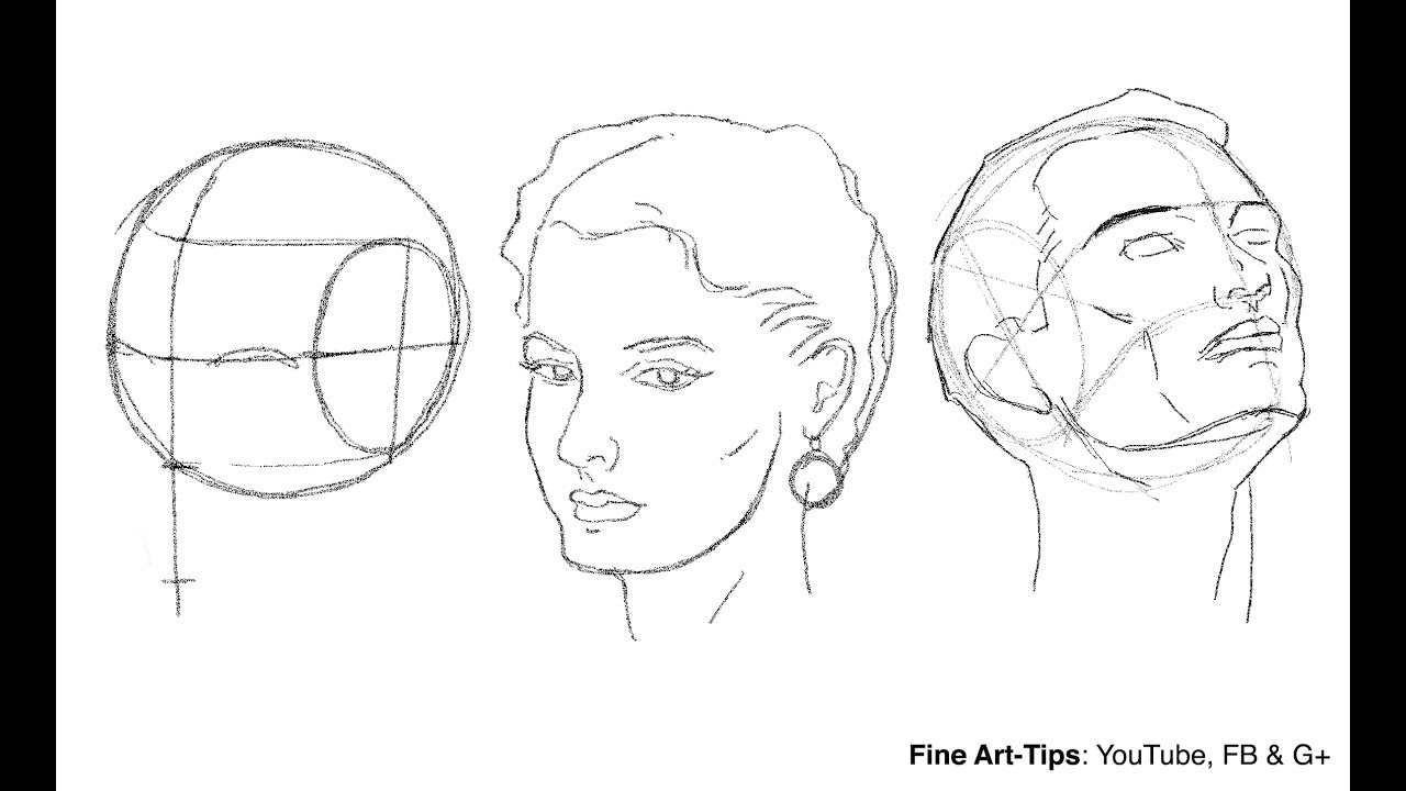 1280x720 how to draw the head from any angle - Method Drawing