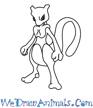 300x350 How To Draw Mewtwo Pokemon - Mewtwo Drawing