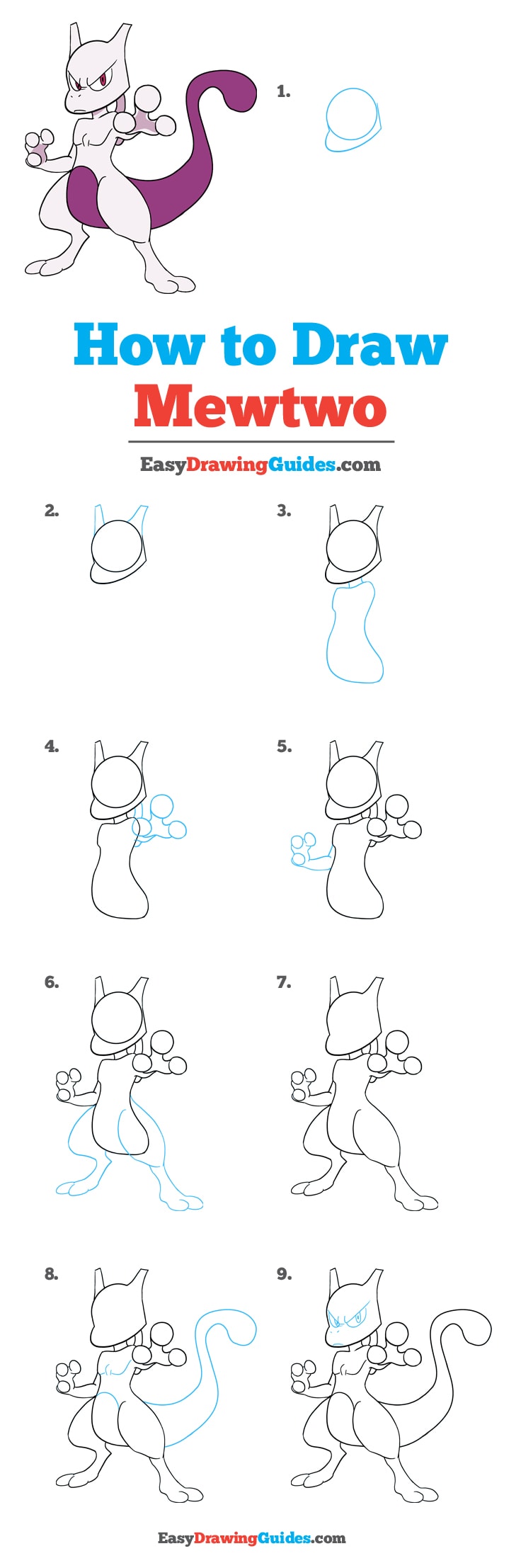 736x2214 how to draw mewtwo from really easy drawing tutorial - Mewtwo Drawing