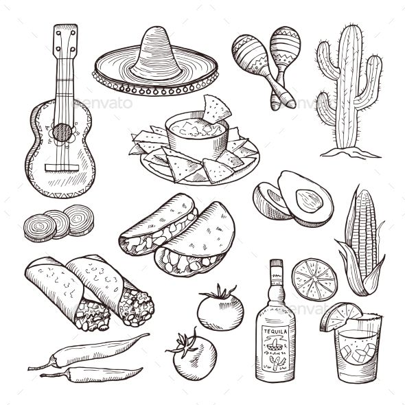 590x590 mexican culture elements food vectors creative in mexican - Mexican Boy Drawing
