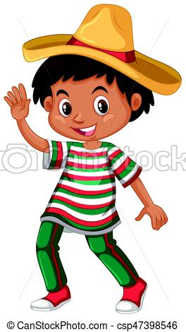 264x470 mexican boy in traditional outfit illustration - Mexican Boy Drawing