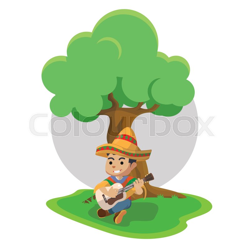 800x800 mexican boy playing guitar under tree stock vector colourbox - Mexican Boy Drawing
